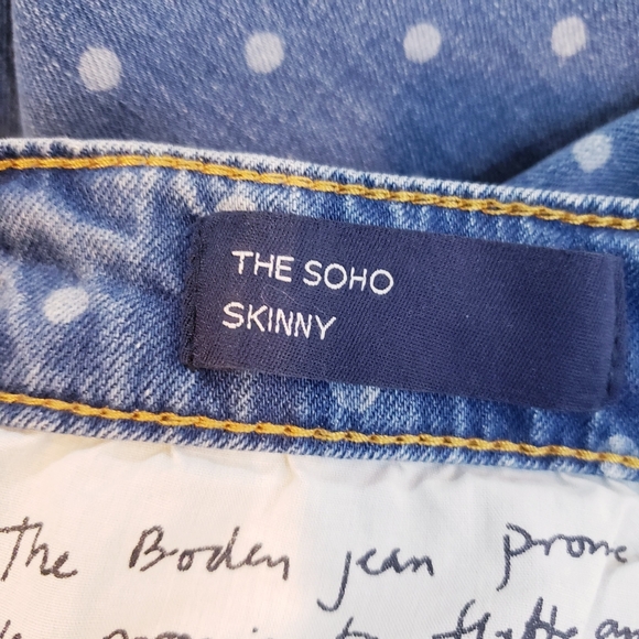 Boden Blue & White Polka Dot Stretch The Soho Skinny Jeans Women's Size 6 - Picture 12 of 14